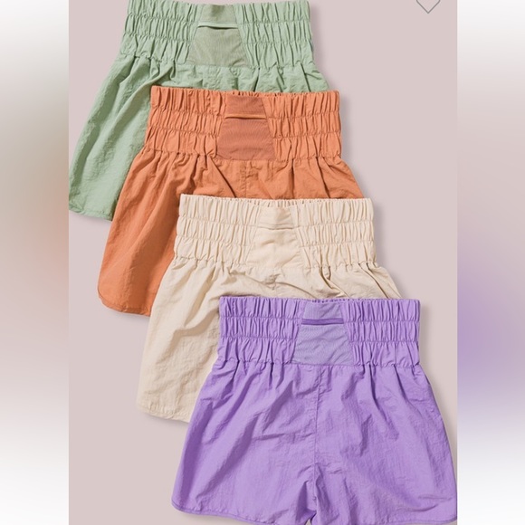 DUSTY TEAL WINDBREAKER SMOCKED WAISTBAND RUNNING SHORTS - Picture 2 of 3